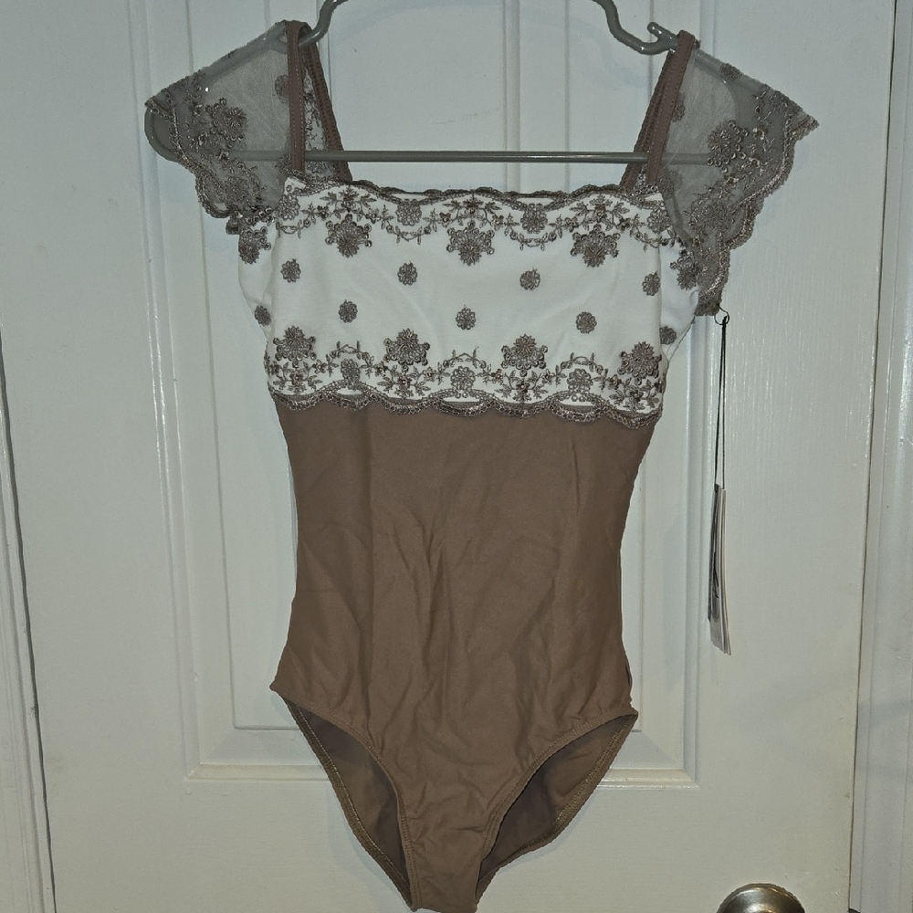 Wear Moi Narcisse Women's Leotard In XS Moka/white NWT